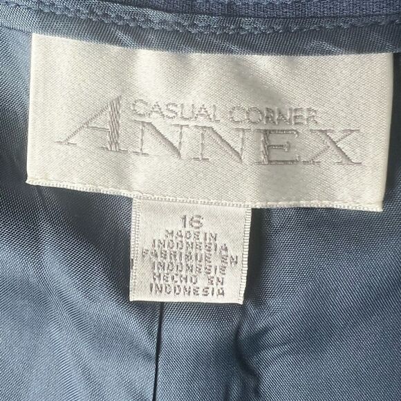 Casual Corner Annex Blue Straight Leg High Rise Lined Side Zip Pants Trousers 16 - Picture 10 of 10